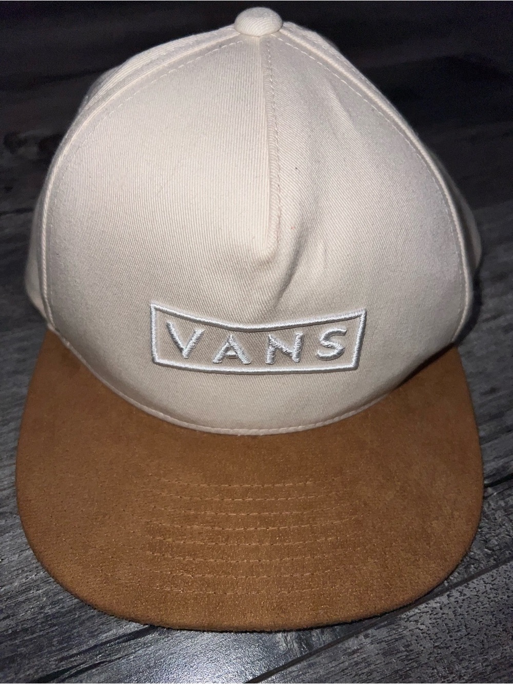 Vans Two-Tone Snapback Hat - Cream Crown & Brown Brim